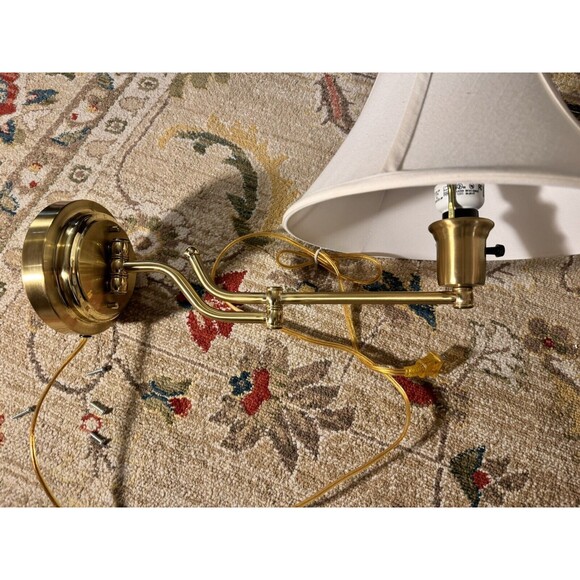 vintage Decorative 1 light Swing Arm Wall Sconce  Brass with white bell shade - Picture 14 of 16